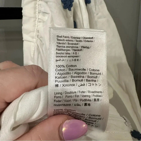 NWOT Farm Rio 100% Cotton Blue Flowers Embroidered Crop Top Blouse Size L - Picture 7 of 9